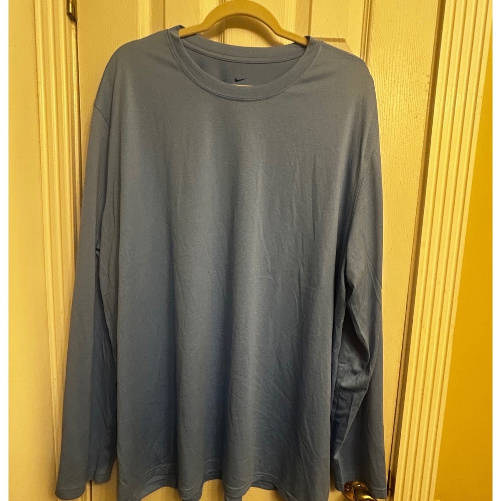 Nike Dri-FIT Long Sleeve Training Shirt Mens 3XL Light Blue Heathered Athletic